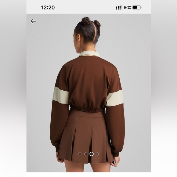 Bershka Brown Skater Mini Skirt Pleated Casual - Picture 2 of 4